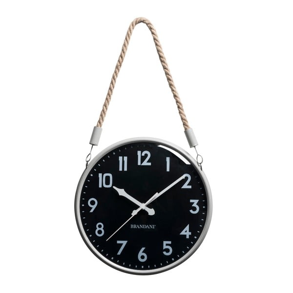 Черен метален стенен часовник Corda - Brandani