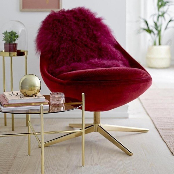 Тъмночервена монголска агнешка кожа Mongolian - Bloomingville-image-1