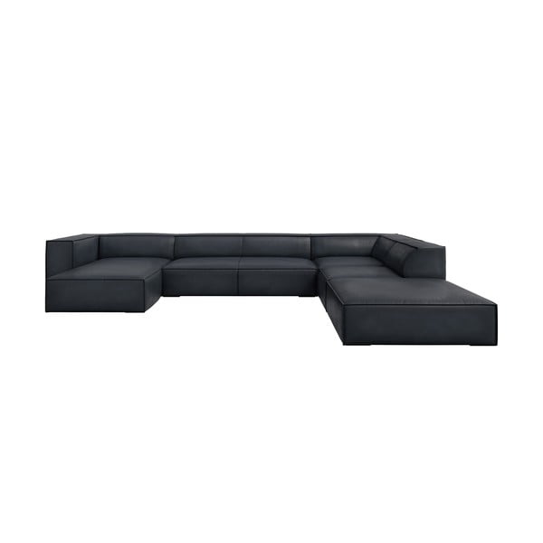 Тъмносин кожен ъглов диван (десен ъгъл) Madame – Windsor & Co Sofas