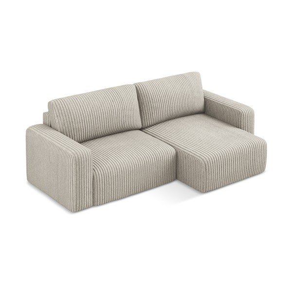 Бежов сгъваем/с място за съхранение ъглов диван от рипсено кадифе (десен ъгъл) Kona – Makamii-image-3