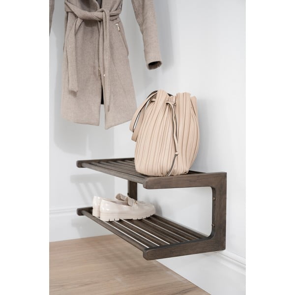 Тъмнокафяв висящ шкаф за обувки от дъбова дървесина Inverness - Rowico-image-1