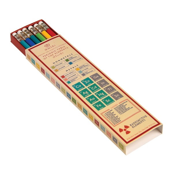 Sada 6 barevných tužek v papírové krabičce Rex London Periodic Table
