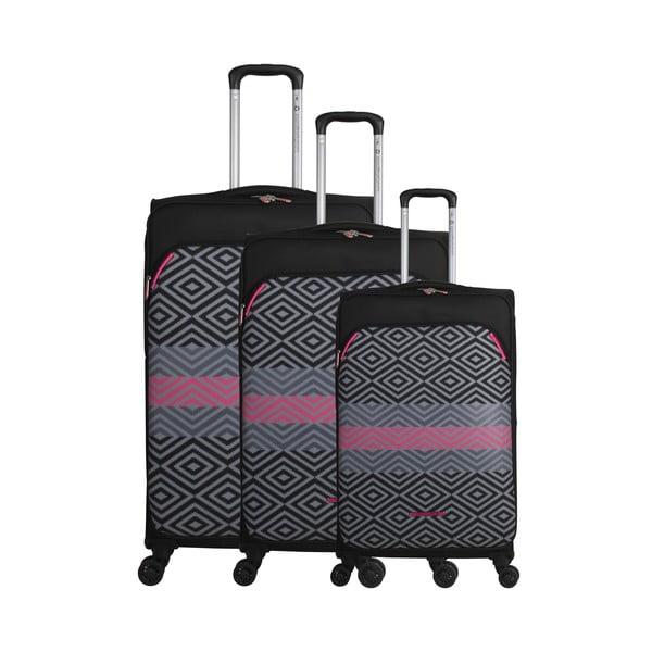 Комплект от 3 черни багажа на 4 колела Lulucastagnette Peruana - LULUCASTAGNETTE