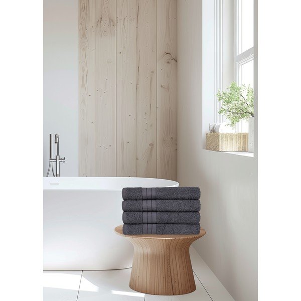 Антрацитни памучни кърпи в комплект от 4 бр. от тери 50x100 cm – Good Morning-image-4