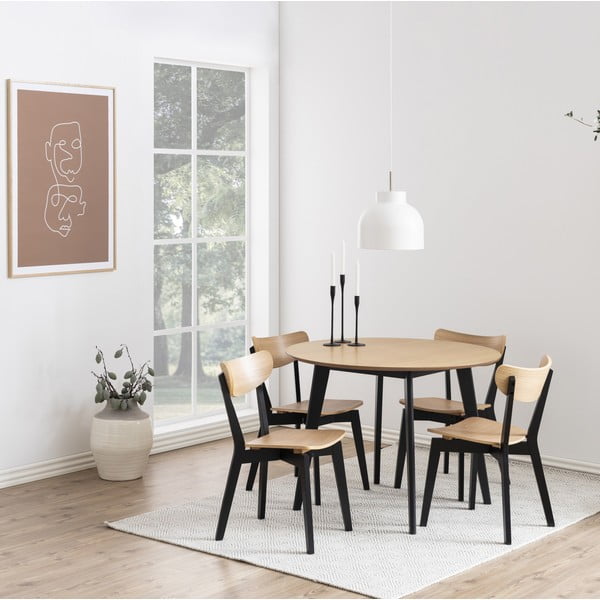 Трапезен стол в дъбов декор в черно и натурално Roxby - Actona-image-1