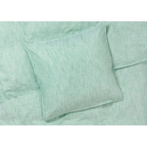 Бяло и зелено спално бельо от органичен памук за двойно легло 200x220 cm Monochrome Lines - JUNA-image-1
