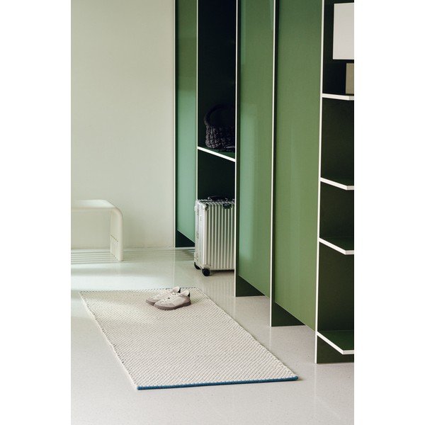 Синя/бежова ръчно изработена вълнена пътека 80x170 cm Lenu – noo.ma-image-1