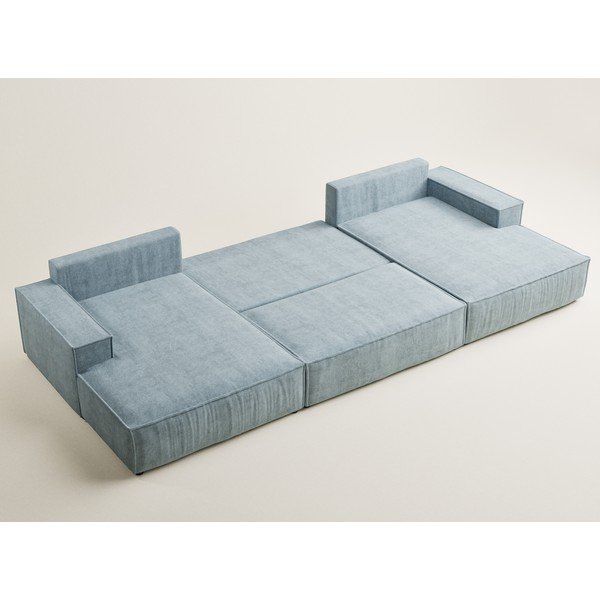 Светлосин шенилов сгъваем/с място за съхранение ъглов диван (U форма) Kyoto – Maison de Rêve-image-3