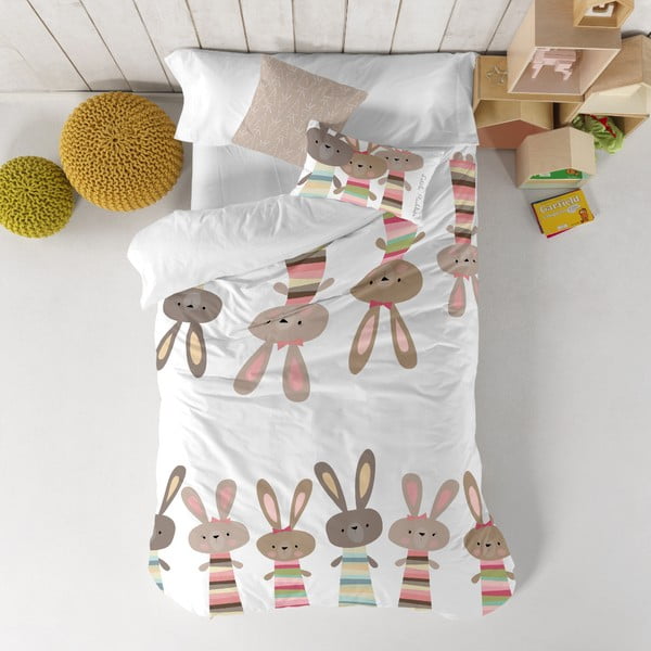 Детско памучно спално бельо Rabbit Family, 140 x 200 cm - Moshi Moshi