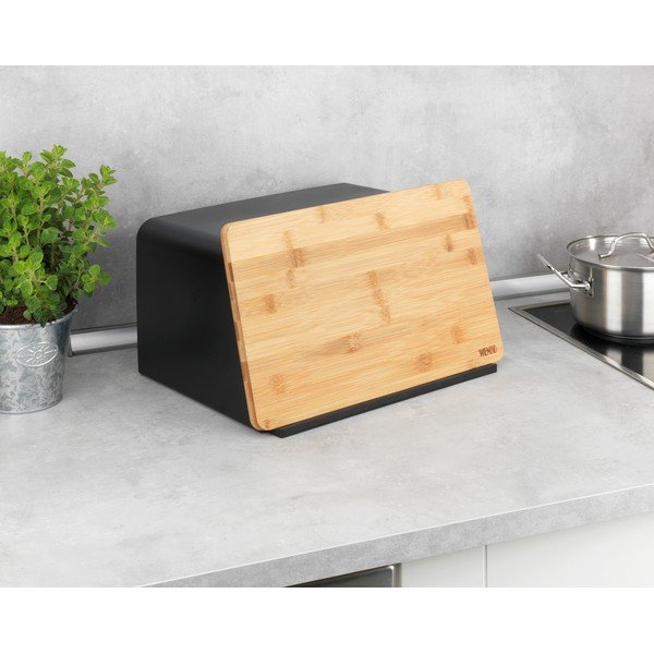 Черна кутия за хляб с бамбуков капак Kubo - Wenko-image-4