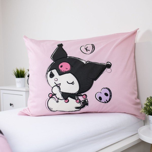 Розово единично  памучно детско спално бельо 140x200 cm Hello Kitty "Kuromi" – Jerry Fabrics-image-3