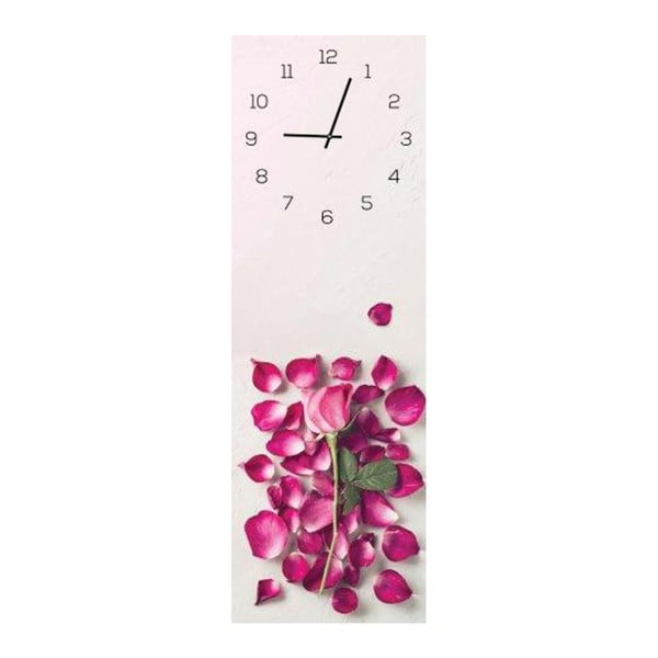 Skleněné hodiny DecoMalta Rose, 20 x 60 cm
