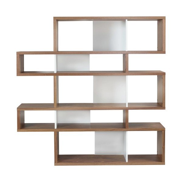 Кафяв и бял шкаф за книги Лондон, височина 160 cm - TemaHome