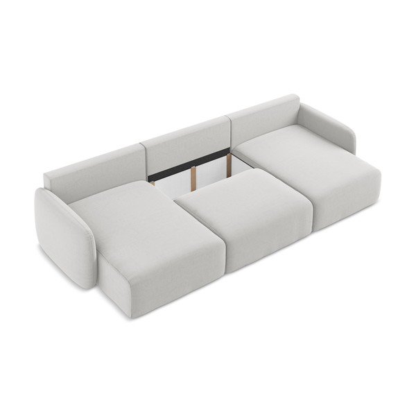 Светлосив кадифен сгъваем/с място за съхранение ъглов диван (U форма) Kalena – Makamii-image-4