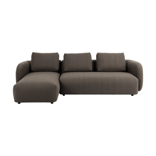Сиво-кафяв ъглов диван от плат букле (ляв ъгъл) Imola – Bonami Selection