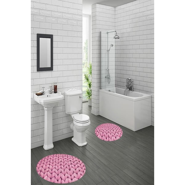 Розови килими за баня в комплект от 2 бр. ø 60 cm – Mila Home