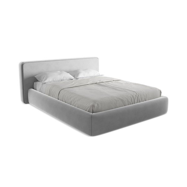 Сиво двойно тапицирано легло с място за съхранение и включена подматрачна рамка 160x200 cm Kiana – Makamii-image-2