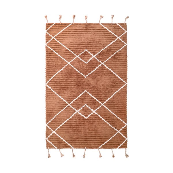 Кафяв ръчно изработен памучен килим , 135 x 190 cm Lassa - Nattiot