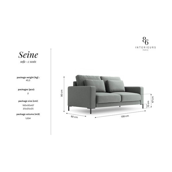 Сив диван , 158 см Seine - Interieurs 86-image-4