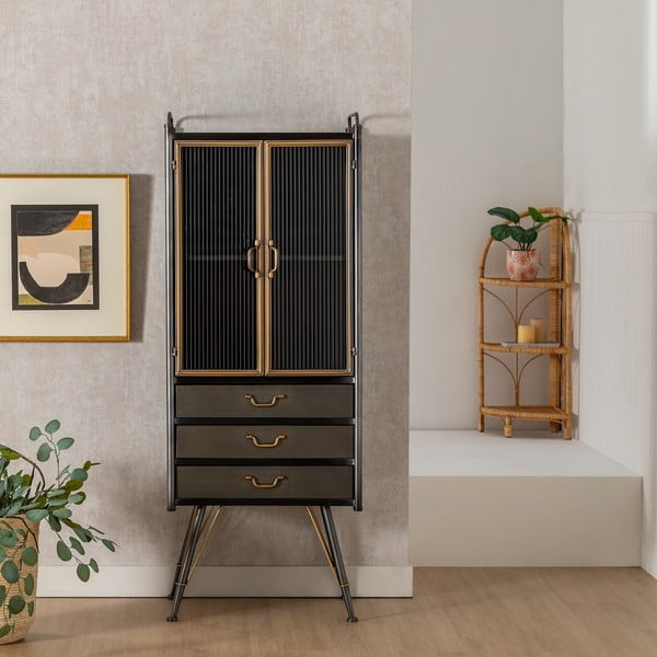 Черна метална витрина 58x150 cm Brick – Ixia-image-1