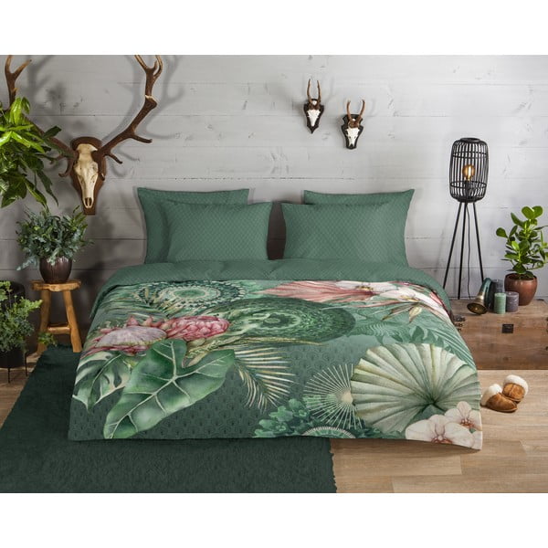 Зелено фланелено спално бельо за единично легло 140x200 cm - HIP-image-1