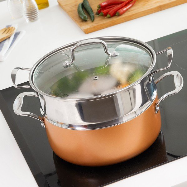 Комплект тенджери с меден ефект и пароварка - InnovaGoods-image-1