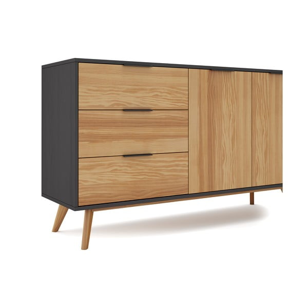 Нисък скрин от черен/натурален бор 140x81 cm Lavis - Marckeric-image-4