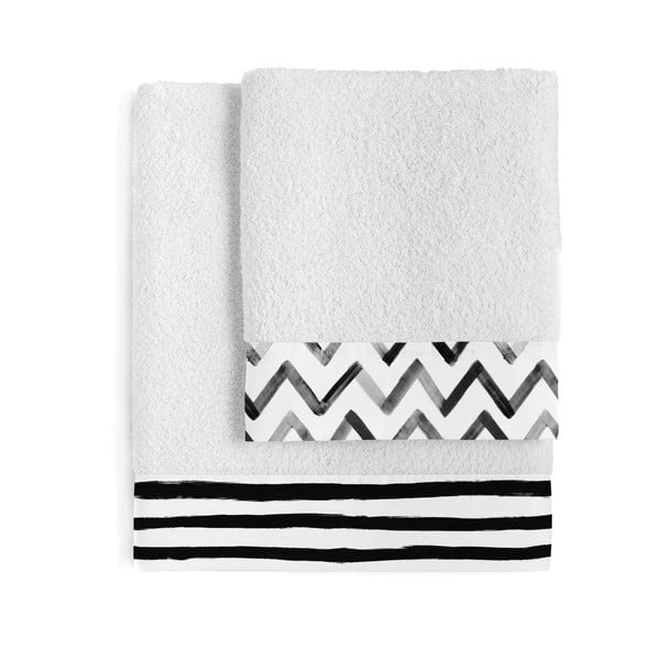 Комплект от 2 памучни кърпи Stripes Stripes Juego - Blanc