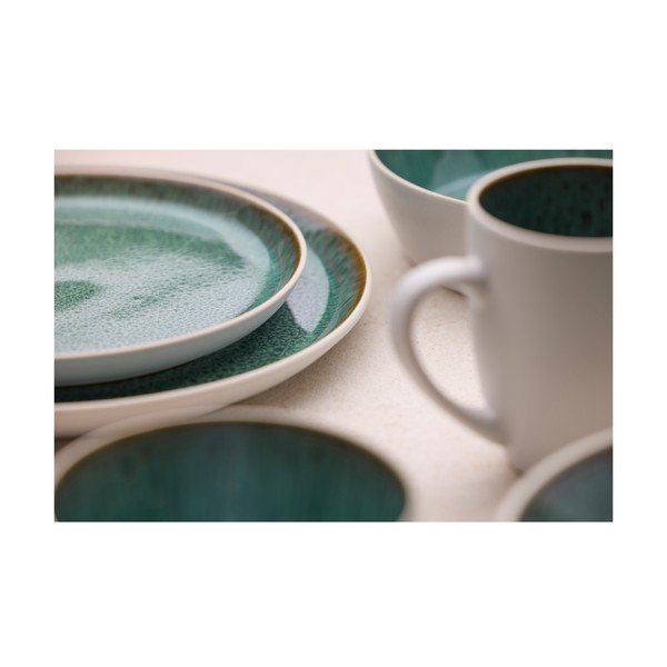 Бяла/зелена десертна глинена чиния ø 21 cm Gastro White/Green – Bitz-image-4