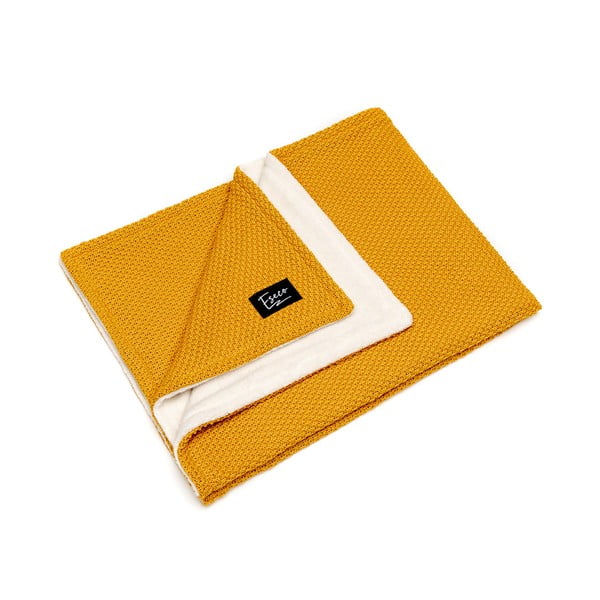 Горчично жълто бебешко плетено одеяло , 80 x 100 cm Winter - ESECO