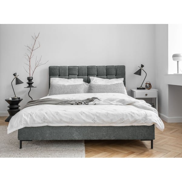 Светлозелено тапицирано двойно легло с включена подматрачна рамка 180x200 cm Eve – Miuform-image-1