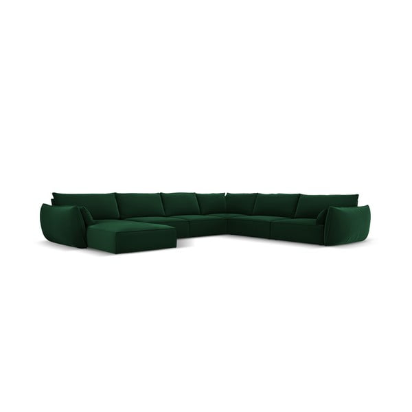 Тъмнозелен кадифен ъглов диван (десен ъгъл/U форма) Vanda – Mazzini Sofas-image-2