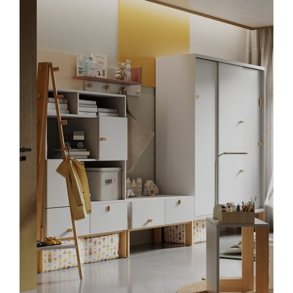 Светлосив нисък детски скрин 100x50 cm Cube - Pinio-image-1