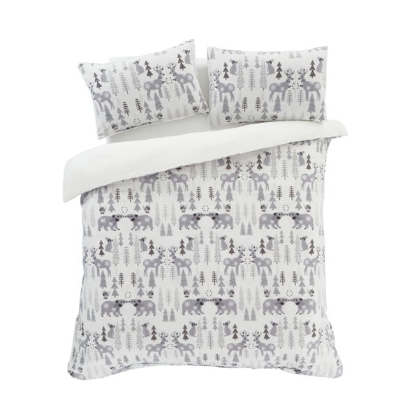 Бяло/сиво единично  спално бельо от шерпа 135x200 cm Winter Wonderland – Catherine Lansfield-image-2