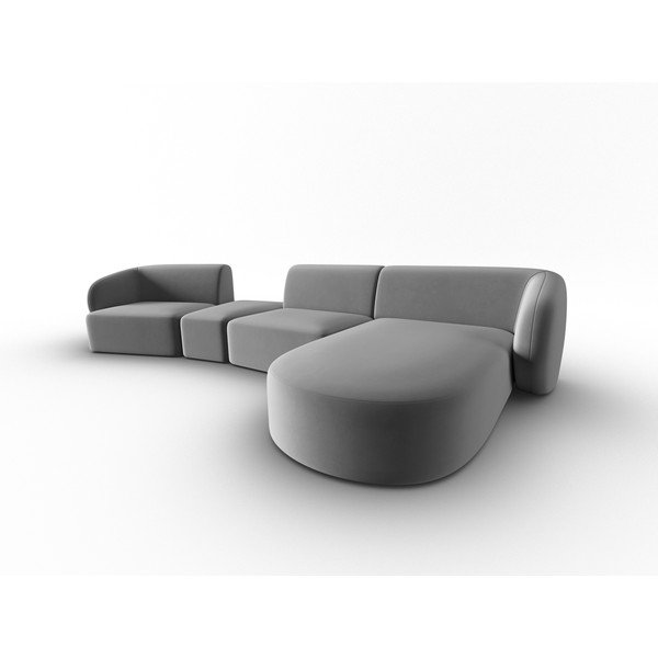 Сив кадифен ъглов диван (десен ъгъл) Paolo – Milo Casa-image-2