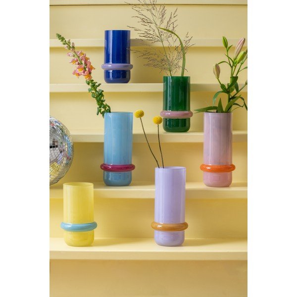 Светлосиня стъклена ваза (височина 28 cm) Animado Anillo – PT LIVING-image-1