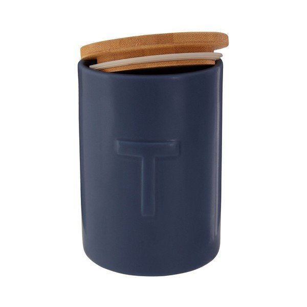 Tmavě modrá dóza na čaj s bambusovým víkem Premier Housewares Fenwick-image-2