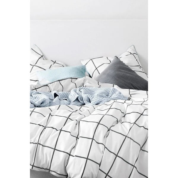 Бяло памучно спално бельо за двойно легло/разширено легло с чаршаф 200x220 cm - Mila Home