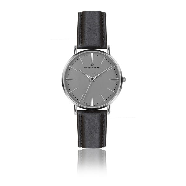Pánské hodinky s černým páskem z pravé kůže Frederic Graff Silver Eiger Black Leather