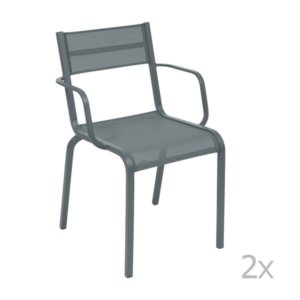 Комплект от 2 тъмно сиви метални градински стола Oléron Arms - Fermob