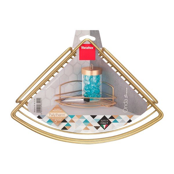 Ъглов стоманен рафт за баня в златисто Onda – Metaltex-image-2