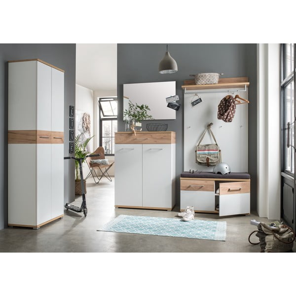 Панел за закачалки в дъбов декор в бяло и натурално Topix - Germania-image-1