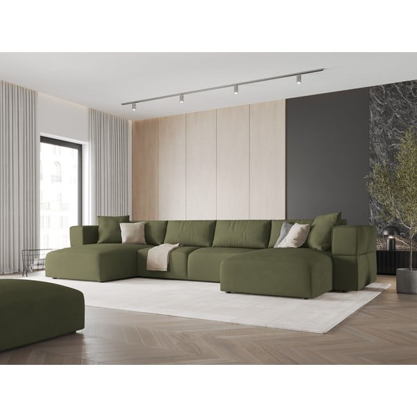 Светлозелен ъглов U-образен диван Esther – Milo Casa-image-1