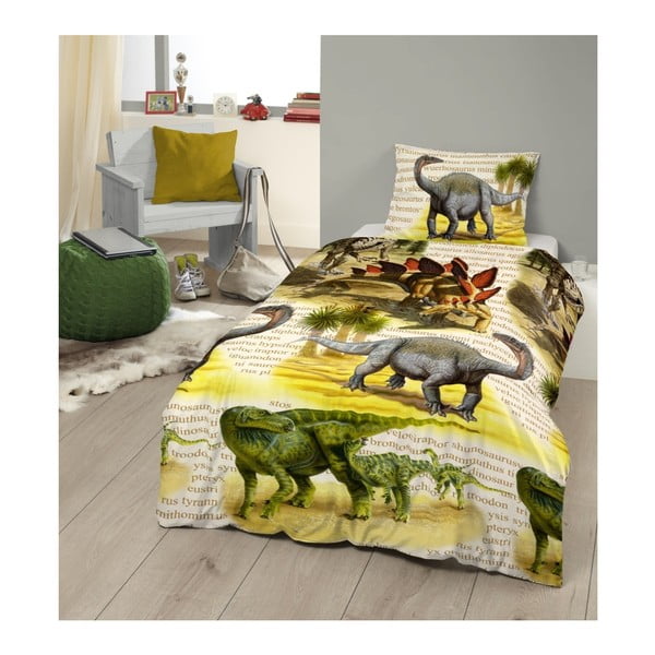 Dětské bavlněné povlečení na jednolůžko Good Morning Dinos, 140 x 200 cm-image-1
