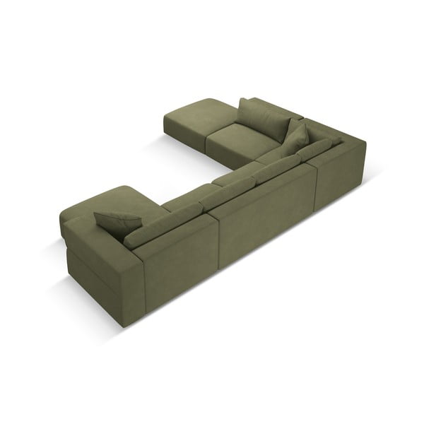 Светлозелен ъгъл U-образен диван, ляв ъгъл Esther – Milo Casa-image-2