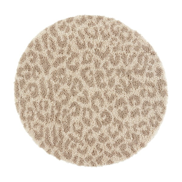 Бежов кръгъл килим ø 160 cm Patterned Animal - Ragami