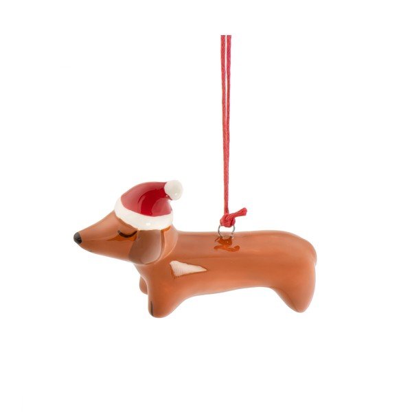 Керамична Коледна украса 7,5 cm Sausage Dog – Sass & Belle