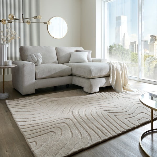 Кремав ръчно изработен вълнен килим 120x170 cm Mesmerise Natural – Flair Rugs-image-1