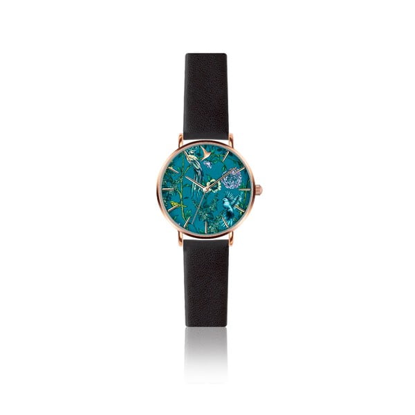 Дамски часовник с черна каишка от естествена кожа Garden - Emily Westwood