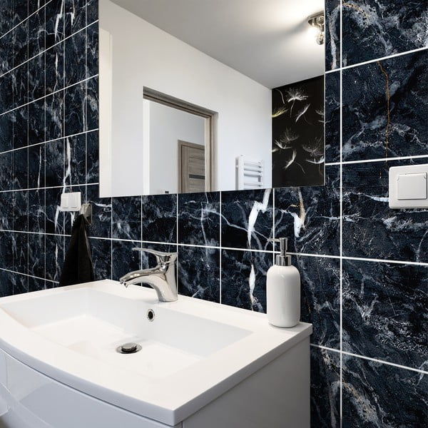 Комплект стикери за плочки 24 бр. 15x15 cm Marble Tiles Florencia - Ambiance-image-3